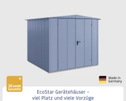 EcoStar Gerätehaus Elegant-S Typ 2 taubenblau 2 flg 258,8 x 247,7 x 216 cm