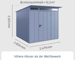 EcoStar Gerätehaus Elegant-P Typ 2 taubenblau 247,9 x 283,4 x 232,3 cm