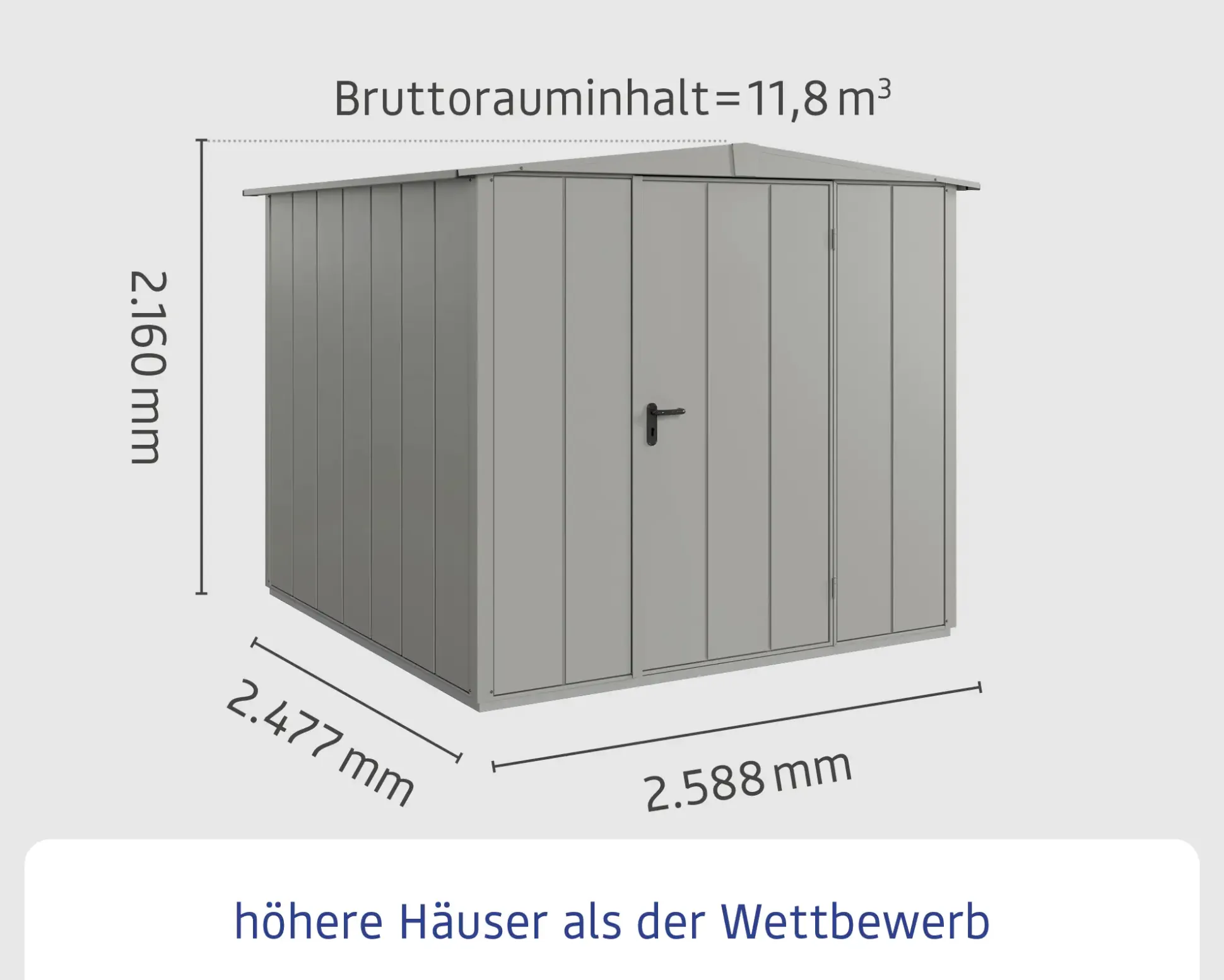 EcoStar Gerätehaus Elegant-S Typ 2 graualuminium 1 flg 258,8 x 247,7 cm