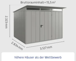 EcoStar Gerätehaus Elegant-P Typ 3 graualuminium 312,7 x 283,4 x 232,3 cm