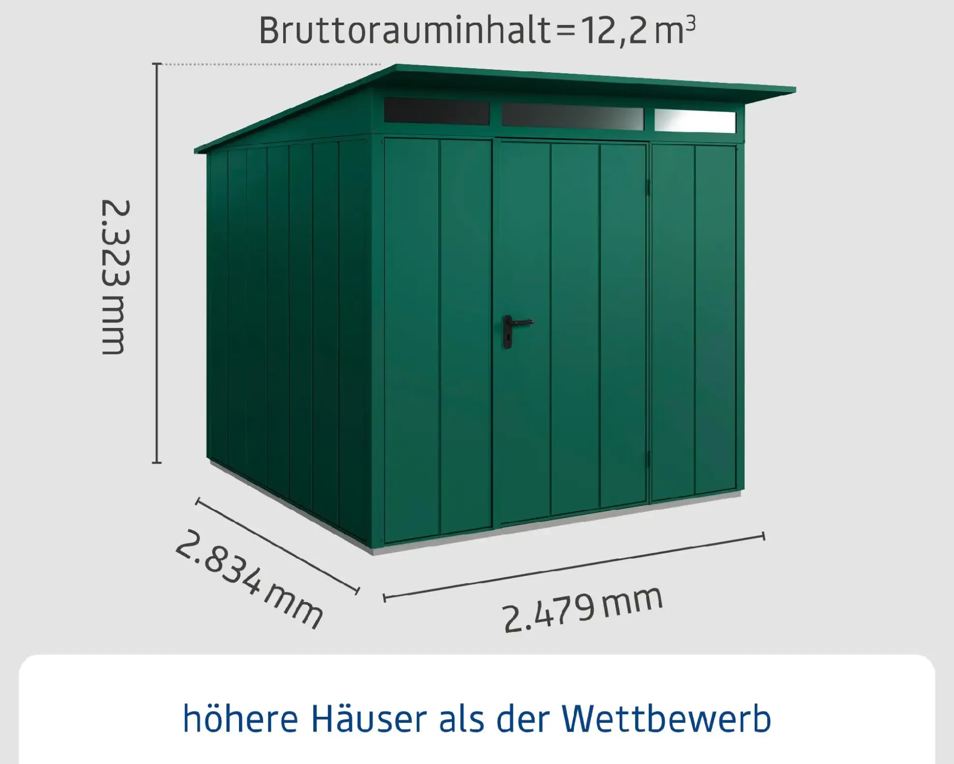 EcoStar Gerätehaus Elegant-P Typ 2 moosgrün 247,9 x 283,4 x 232,3 cm