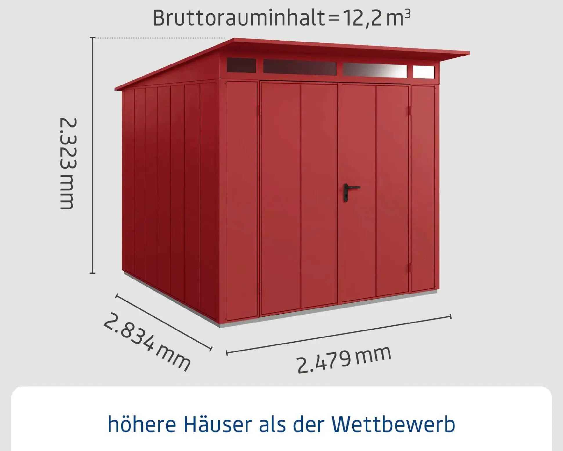 EcoStar Gerätehaus Elegant-P Typ 2 purpurrot 247,9 x 283,4 x 232,3 cm