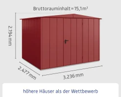 EcoStar Gerätehaus Elegant-S Typ 3 purpurrot 1 flg 323,6 x 247,7 x 219,4 cm