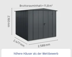 EcoStar Gerätehaus Elegant-S Typ 2 258,8 x 247,7 x 216 cm anthrazitgrau