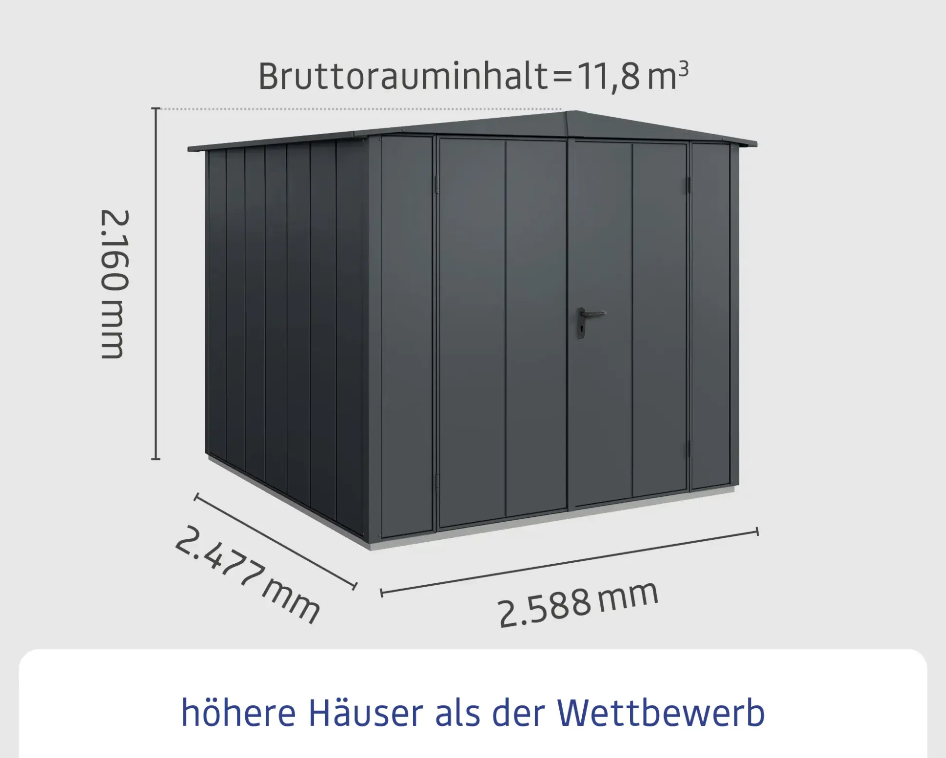 EcoStar Gerätehaus Elegant-S Typ 2 258,8 x 247,7 x 216 cm anthrazitgrau