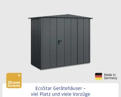EcoStar Gerätehaus Elegant-S Typ 1 anthrazitgrau 1 flg 258,8 x 121,3 cm