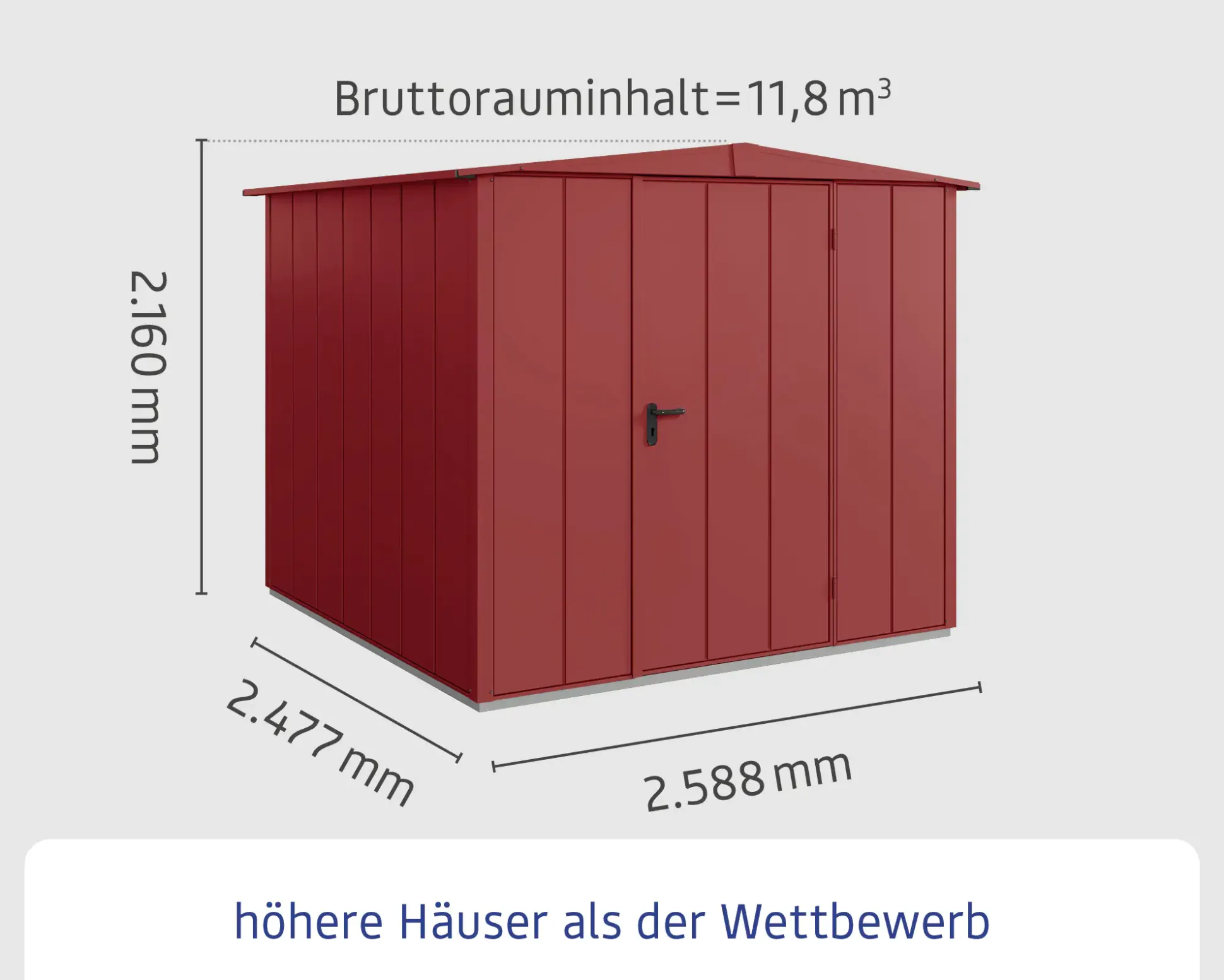 EcoStar Gerätehaus Elegant-S Typ 2 purpurrot 1 flg 258,8 x 247,7 x 216 cm