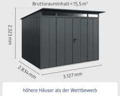 EcoStar Gerätehaus Elegant-P Typ 3 312,7 x 283,4 x 232,3 cm anthrazitgrau
