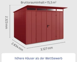 EcoStar Gerätehaus Elegant-P Typ 3 purpurrot 312,7 x 283,4 x 232,3 cm