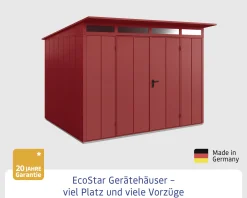 EcoStar Gerätehaus Elegant-P Typ 3 purpurrot 312,7 x 283,4 x 232,3 cm