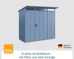 EcoStar Gerätehaus Elegant-P Typ 1 taubenblau 247,9 x 153 x 228,6 cm