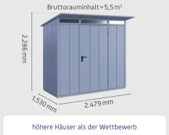 EcoStar Gerätehaus Elegant-P Typ 1 taubenblau 247,9 x 153 x 228,6 cm
