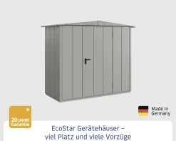 EcoStar Gerätehaus Elegant-S Typ 1 graualuminium 1 flg 258,8 x 121,3 cm