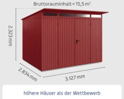 EcoStar Gerätehaus Trend-P Typ 3 purpurrot 312,7 x 283,4 x 232,3 cm