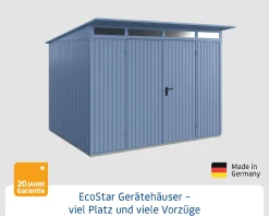 EcoStar Gerätehaus Trend-P Typ 3 taubenblau 312,7 x 283,4 x 232,3 cm