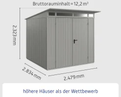 EcoStar Gerätehaus Trend-P Typ 2 247,9 x 283,4 x 232,3 cm graualuminium