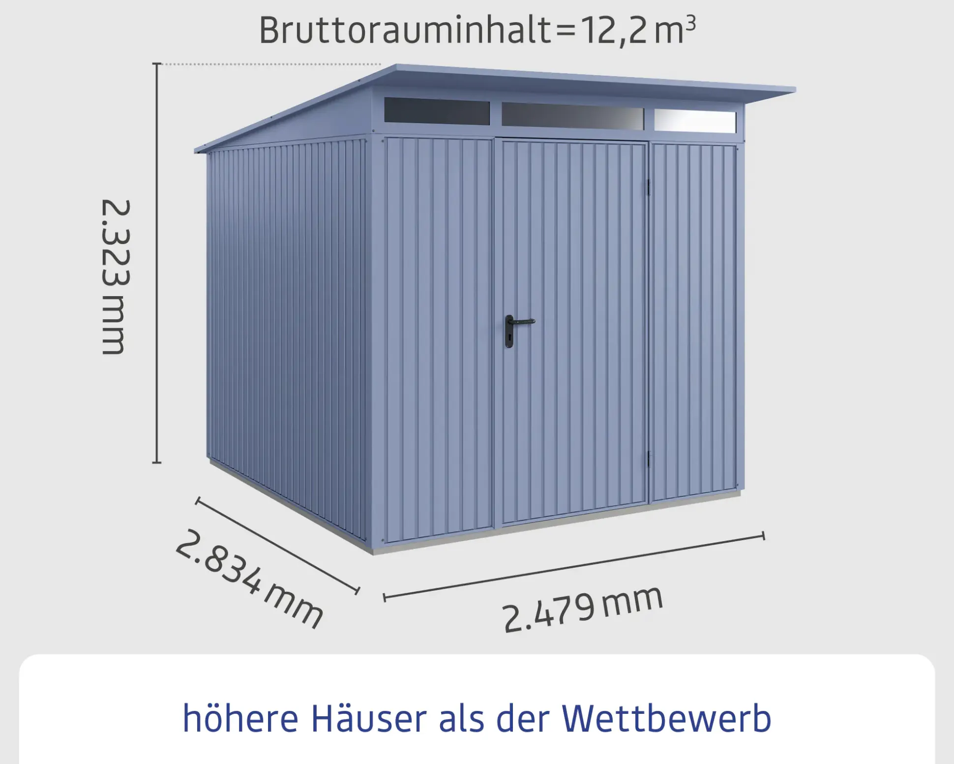 EcoStar Gerätehaus Trend-P Typ 2 taubenblau 247,9 x 283,4 x 232,3 cm