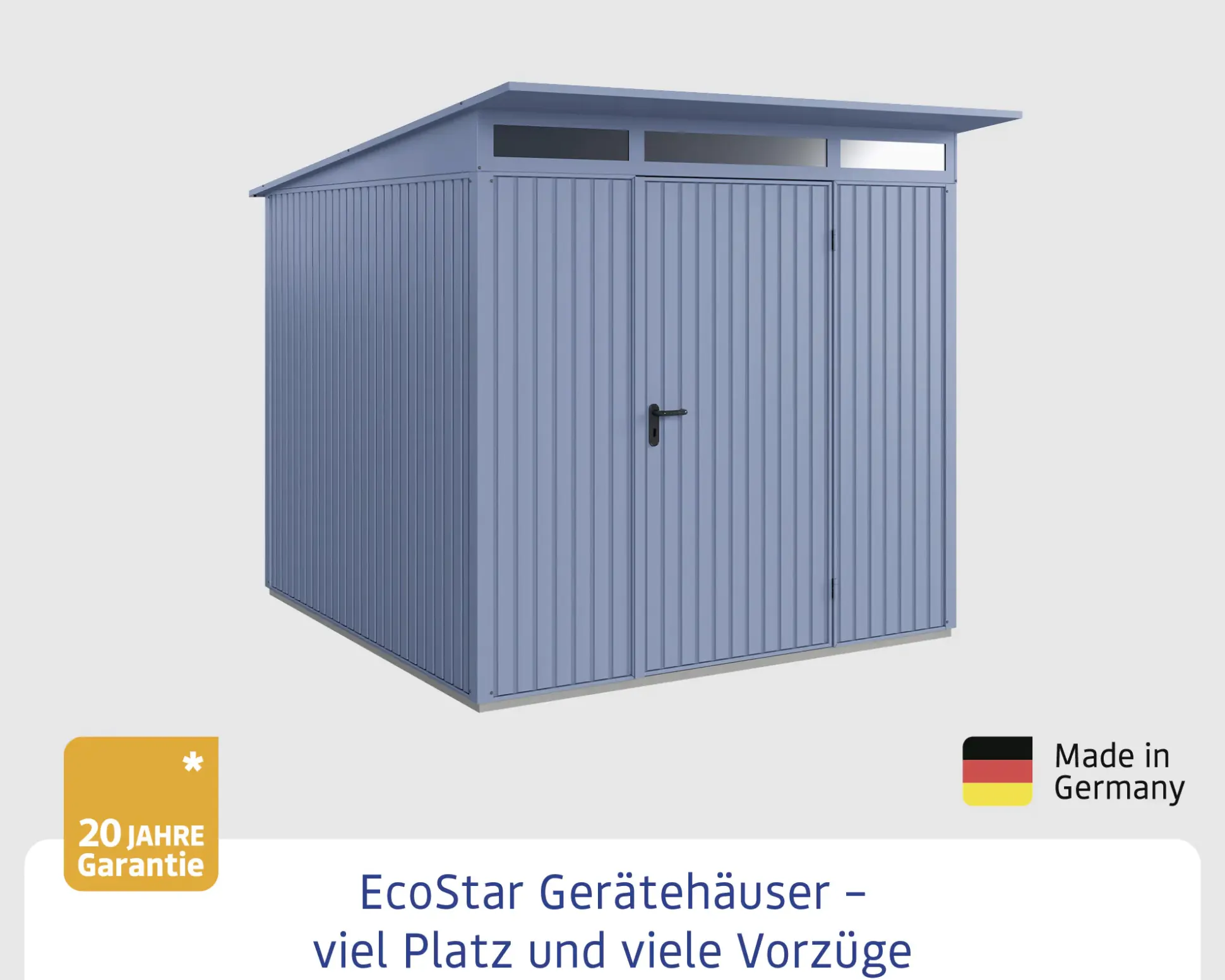 EcoStar Gerätehaus Trend-P Typ 2 taubenblau 247,9 x 283,4 x 232,3 cm