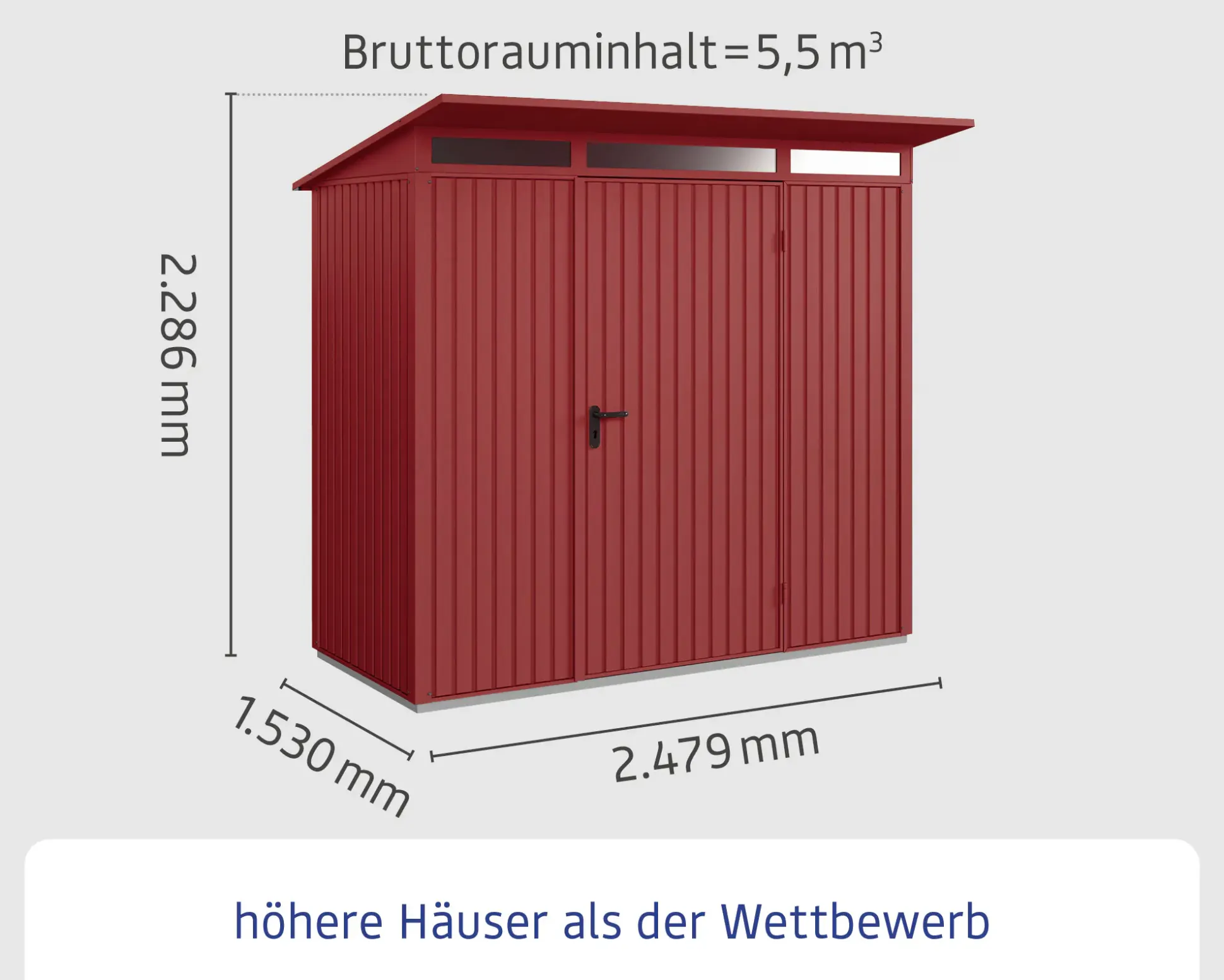 EcoStar Gerätehaus Trend-P Typ 1 purpurrot 247,9 x 153 x 228,6 cm