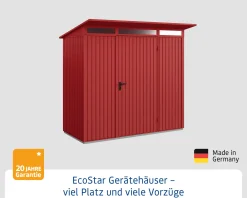 EcoStar Gerätehaus Trend-P Typ 1 purpurrot 247,9 x 153 x 228,6 cm