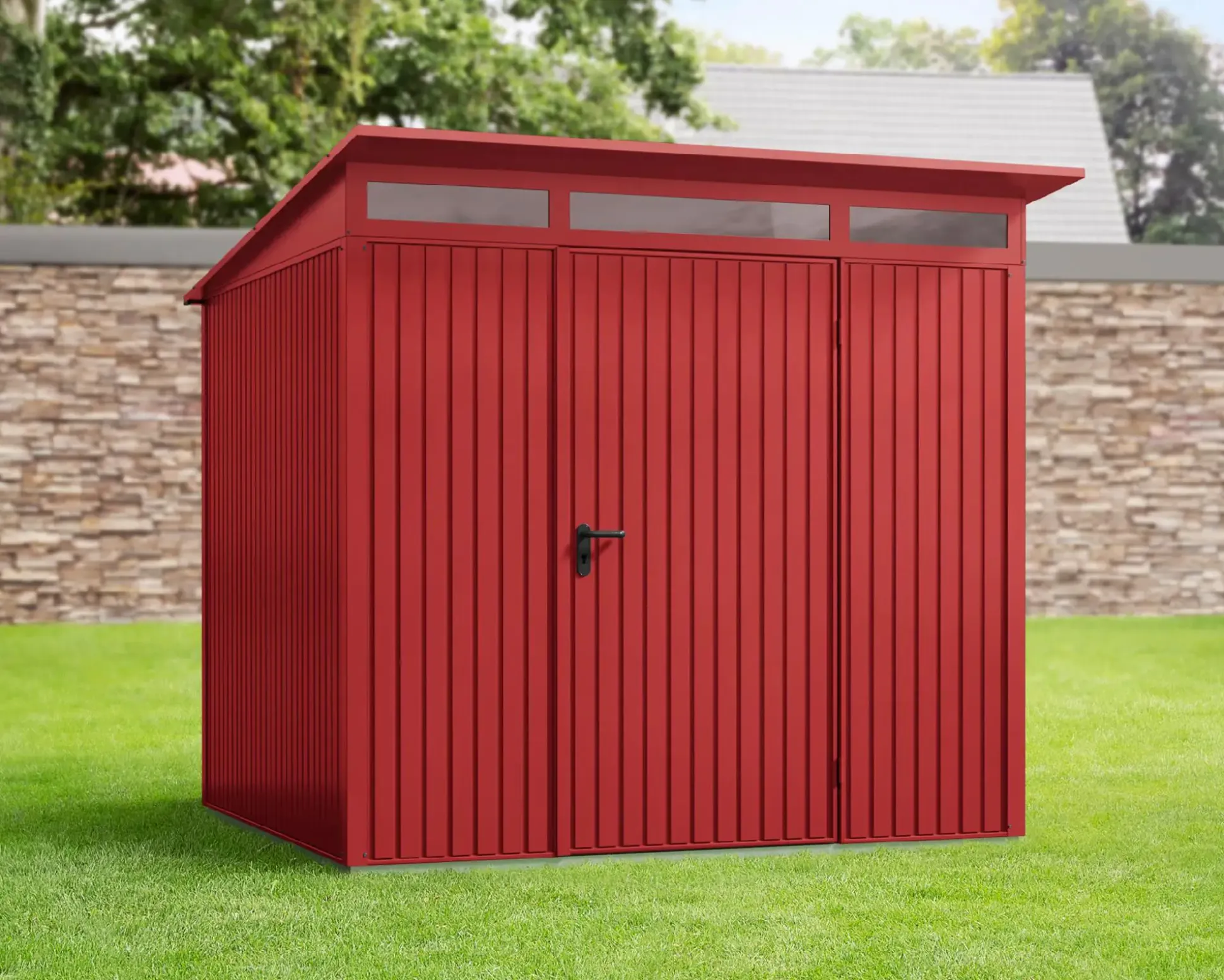 EcoStar Gerätehaus Trend-P Typ 2 purpurrot 247,9 x 283,4 x 232,3 cm