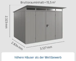 EcoStar Gerätehaus Trend-P Typ 3 graualuminium 312,7 x 283,4 x 232,3 cm