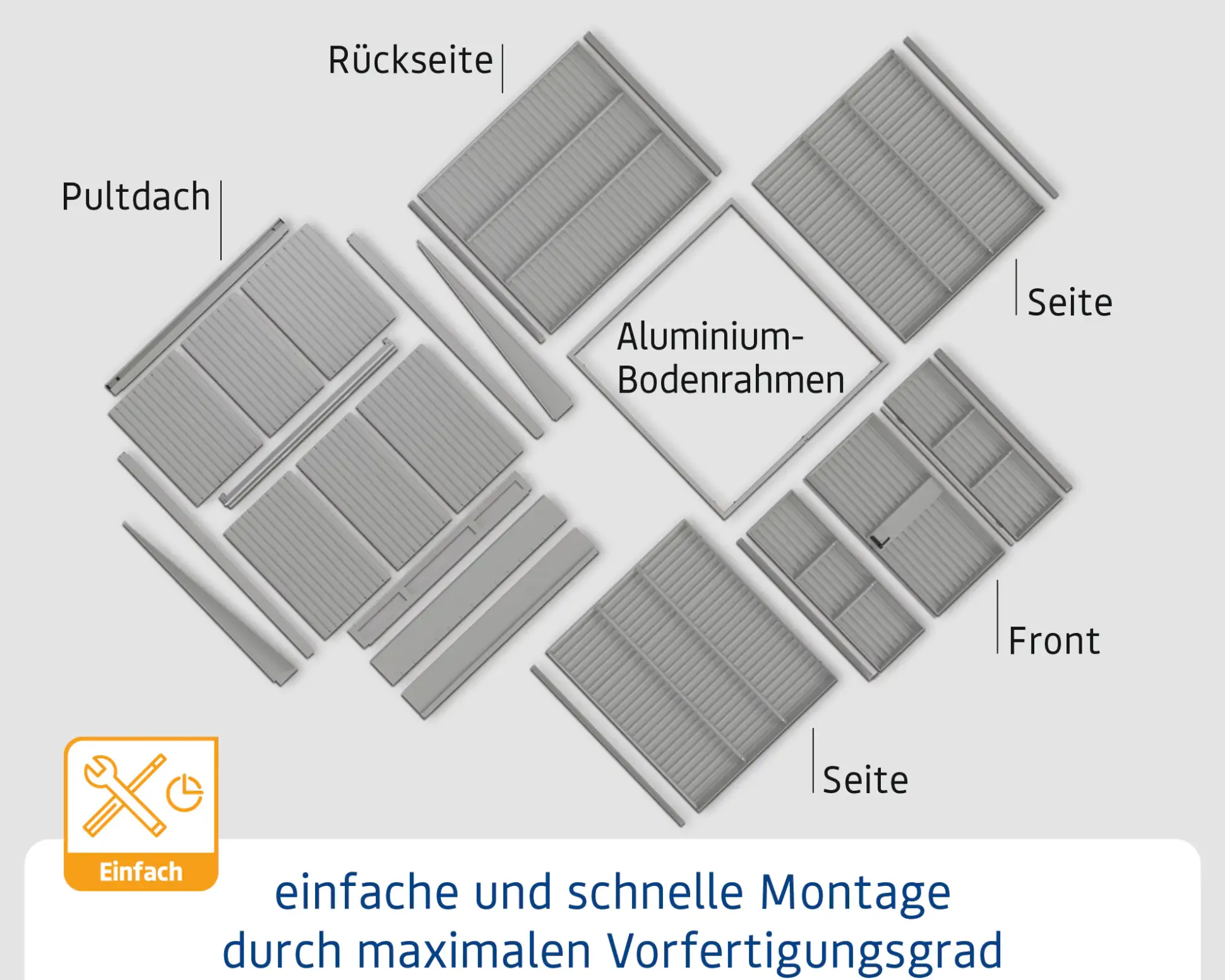 EcoStar Gerätehaus Trend-P Typ 1 anthrazitgrau 247,9 x 153 x 228,6 cm
