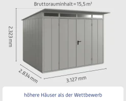 EcoStar Gerätehaus Trend-P Typ 3 purpurrot 312,7 x 283,4 x 232,3 cm
