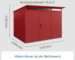EcoStar Gerätehaus Trend-P Typ 3 purpurrot 312,7 x 283,4 x 232,3 cm