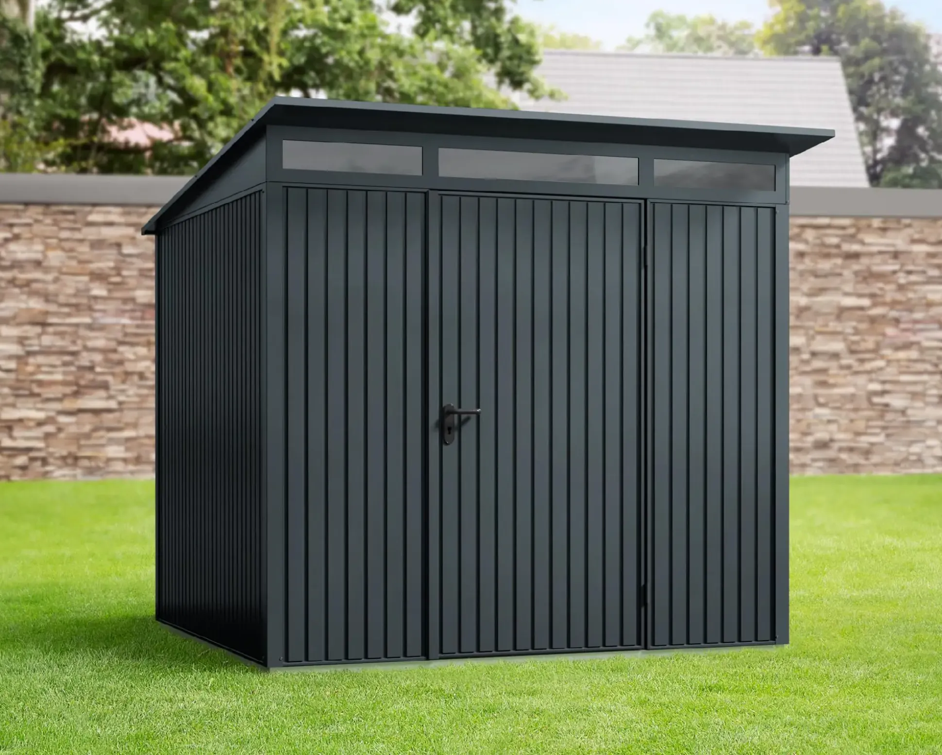EcoStar Gerätehaus Trend-P Typ 2 anthrazitgrau 247,9 x 283,4 x 232,3 cm