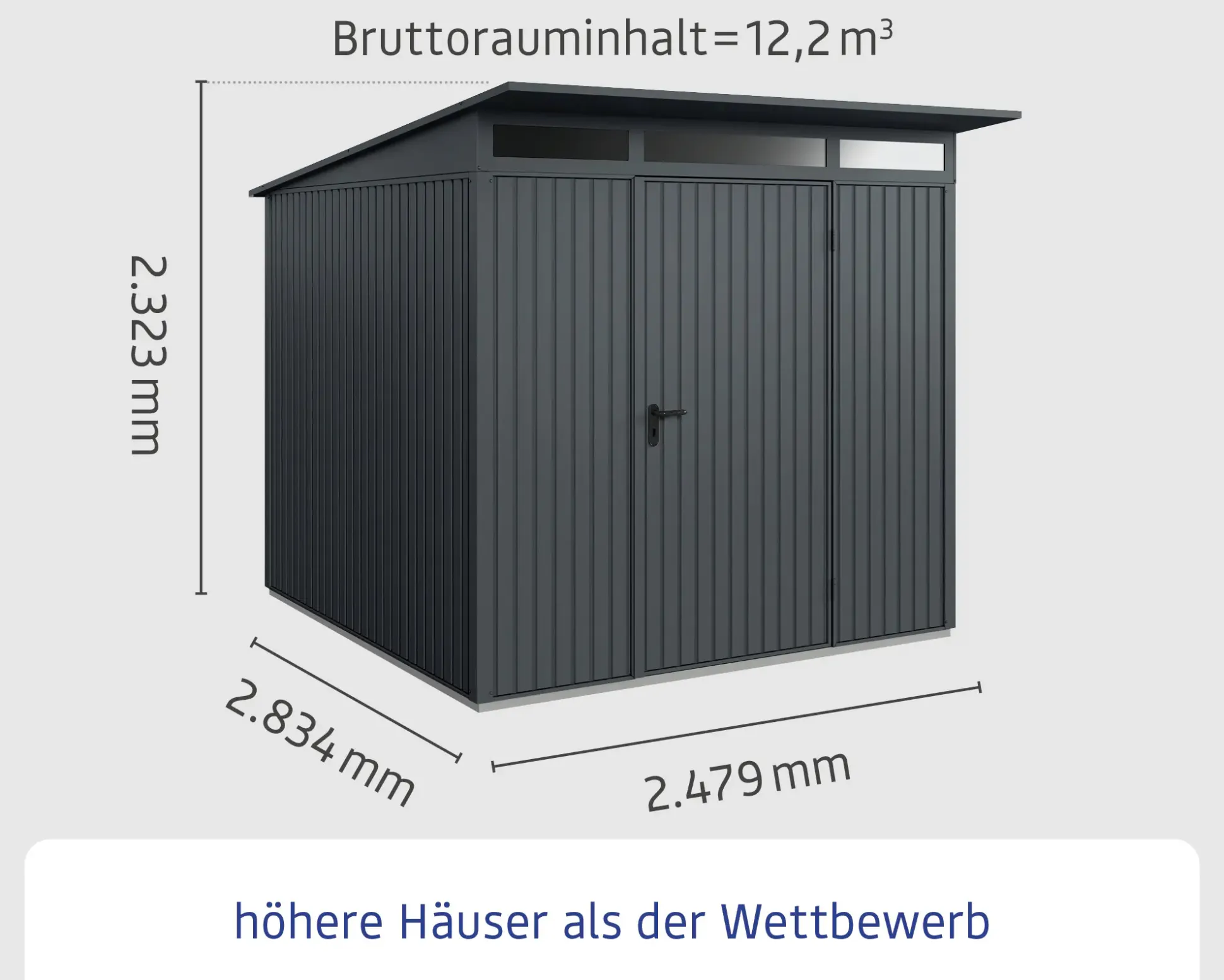EcoStar Gerätehaus Trend-P Typ 2 anthrazitgrau 247,9 x 283,4 x 232,3 cm