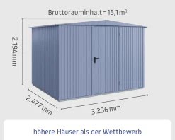 EcoStar Gerätehaus Trend-S Typ 3 323,6 x 247,7 x 219,4 cm taubenblau