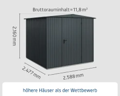 EcoStar Gerätehaus Trend-S Typ 2 258,8 x 247,7 x 216 cm anthrazitgrau