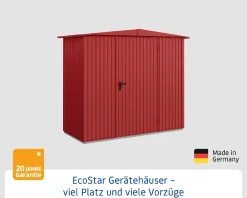 Ecostar Gerätehaus Trend-S Typ 1 258,8 x 121,3 x 216 cm purpurrot