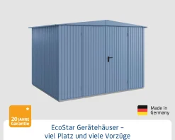 EcoStar Gerätehaus Trend-S Typ 3 323,6 x 247,7 x 219,4 cm taubenblau