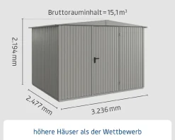 EcoStar Gerätehaus Trend-S Typ 3 323,6 x 247,7 x 219,4 cm graualuminium