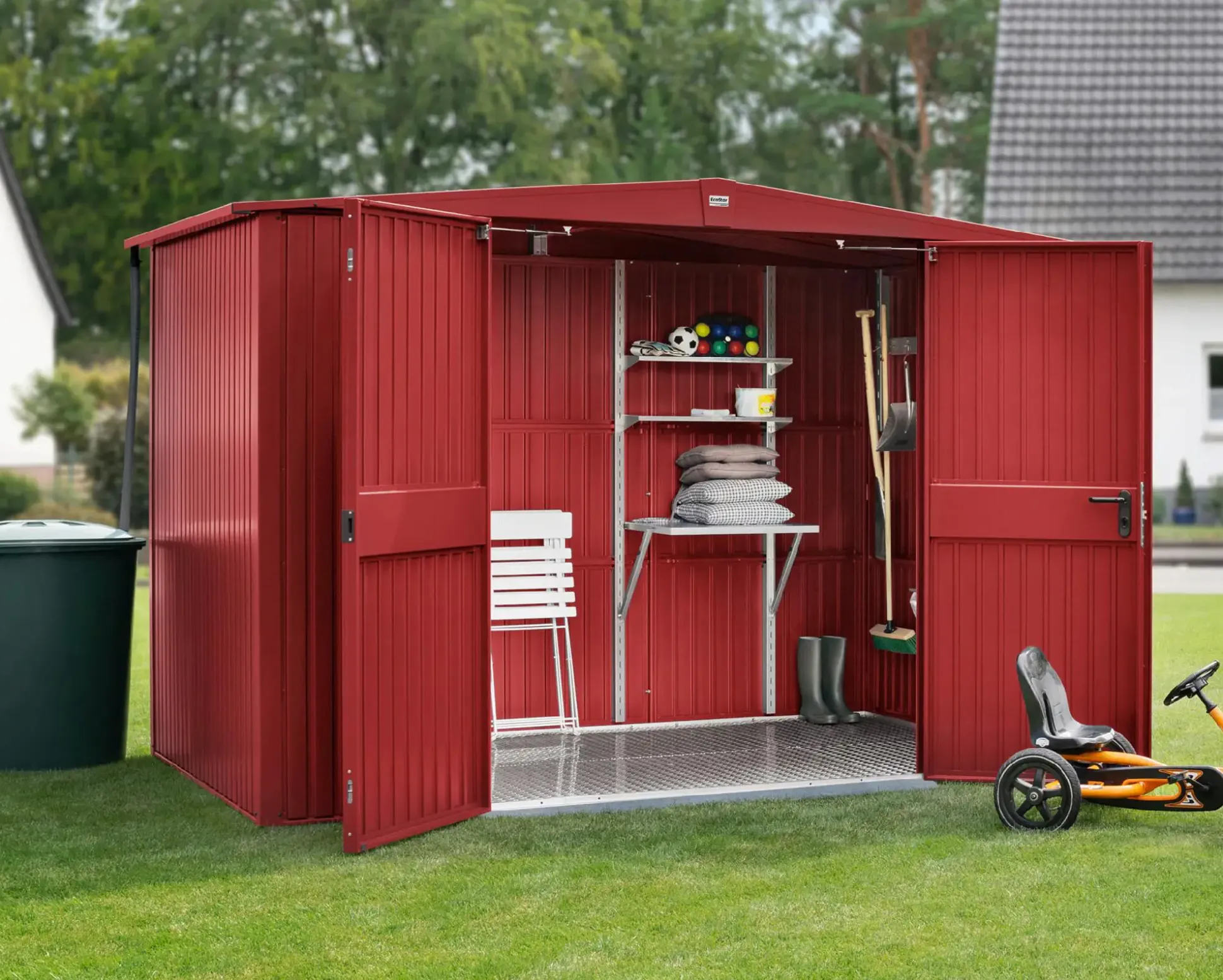 EcoStar Gerätehaus Trend-S Typ 3 purpurrot 323,6 x 247,7 x 219,4 cm