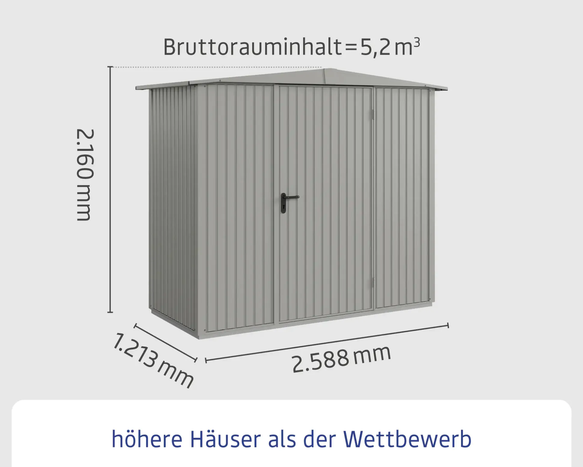 EcoStar Gerätehaus Trend-S Typ 1 258,8 x 121,3 x 216 cm graualuminium