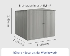 EcoStar Gerätehaus Trend-S Typ 2 258,8 x 247,7 x 216 cm graualuminium