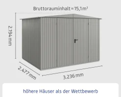 EcoStar Gerätehaus Trend-S Typ 3 323,6 x 247,7 x 219,4 cm graualuminium