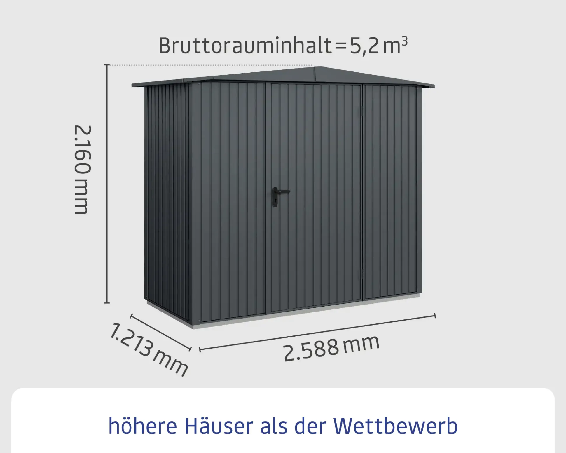 EcoStar Gerätehaus Trend-S Typ 1 258,8 x 121,3 x 216 cm anthrazitgrau