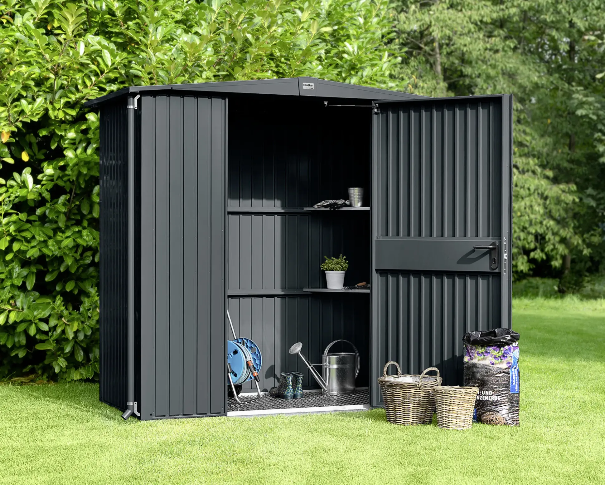 EcoStar Gerätehaus Trend-S Typ 1 258,8 x 121,3 x 216 cm anthrazitgrau