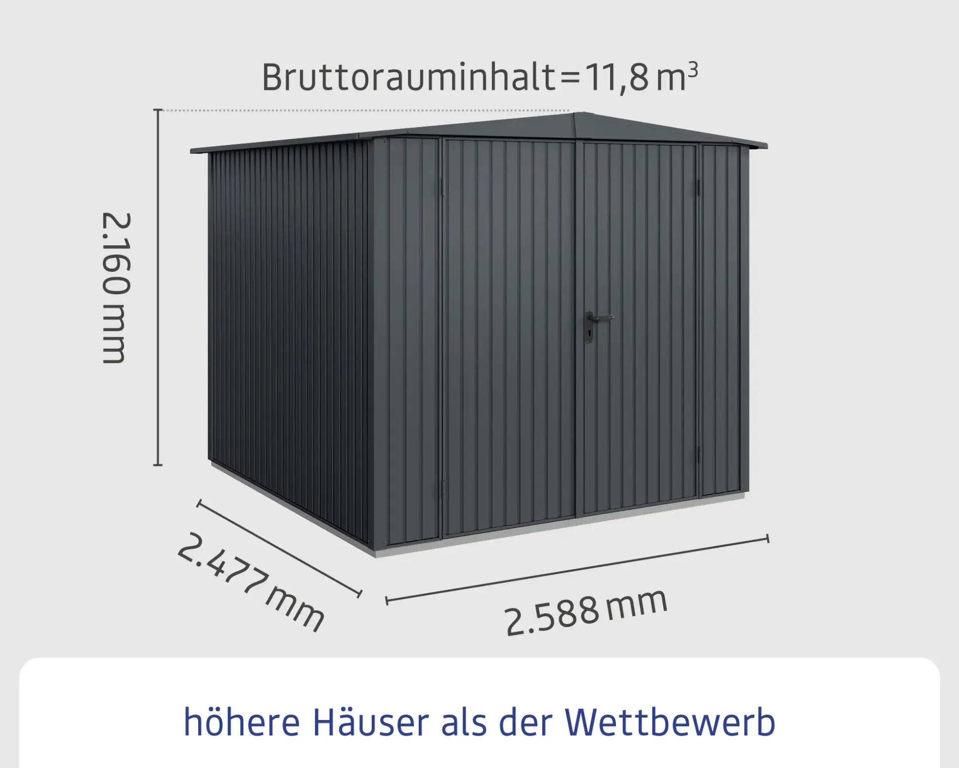 EcoStar Gerätehaus Trend-S Typ 2 258,8 x 247,7 x 216 cm anthrazitgrau