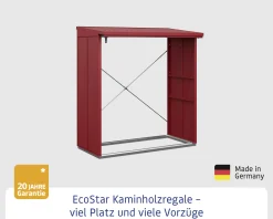 Ecostar Kaminholzregal Elegant-V Typ 2, purpurrot, mit Verstrebung