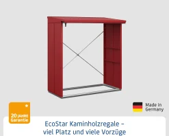 Ecostar Kaminholzregal Elegant-V Typ 2, purpurrot, mit Verstrebung