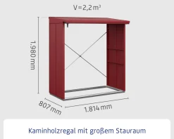 Ecostar Kaminholzregal Elegant-V Typ 2, purpurrot, mit Verstrebung