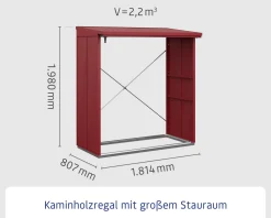 Ecostar Kaminholzregal Elegant-V Typ 2, purpurrot, mit Verstrebung