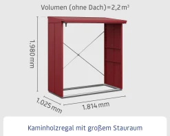 Ecostar Kaminholzregal Elegant-V Typ 2, purpurrot, mit Verstrebung
