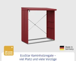 Ecostar Kaminholzregal Elegant-V Typ 2, purpurrot, mit Verstrebung
