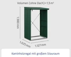 Ecostar Kaminholzregal Elegant-V Typ 1, moosgrün, mit Verstrebung